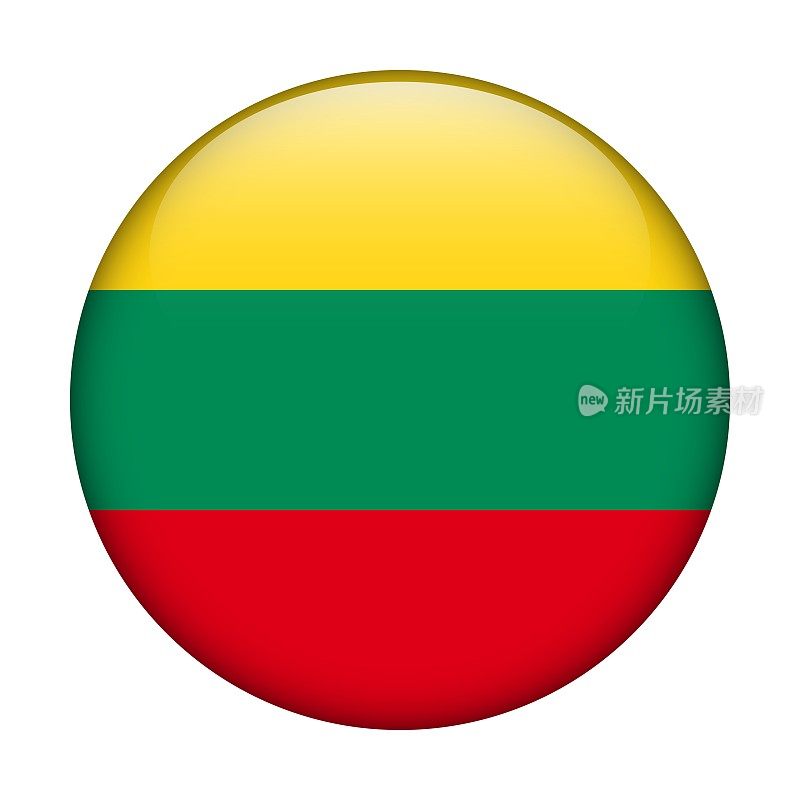 立陶宛国旗。矢量图标。用于web, app, ui的玻璃按钮。光滑的旗帜。